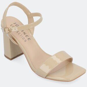 Journee Womens Open Square Toe Band Chunky Block Heel Buckle Ankle Strap Pump Pa